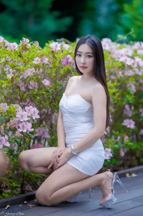 [Mzsock] NO.076 Wu Xiaokui pure white dress high heels beautiful legs outdoor shot street photography#[34P]-6